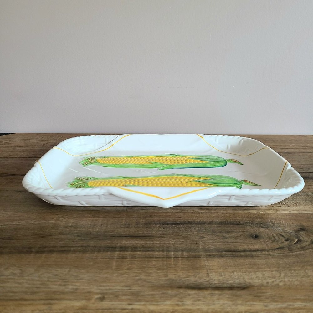 Vintage ceramic plate for corn. Made in Japan. - Picture 4 of 7
